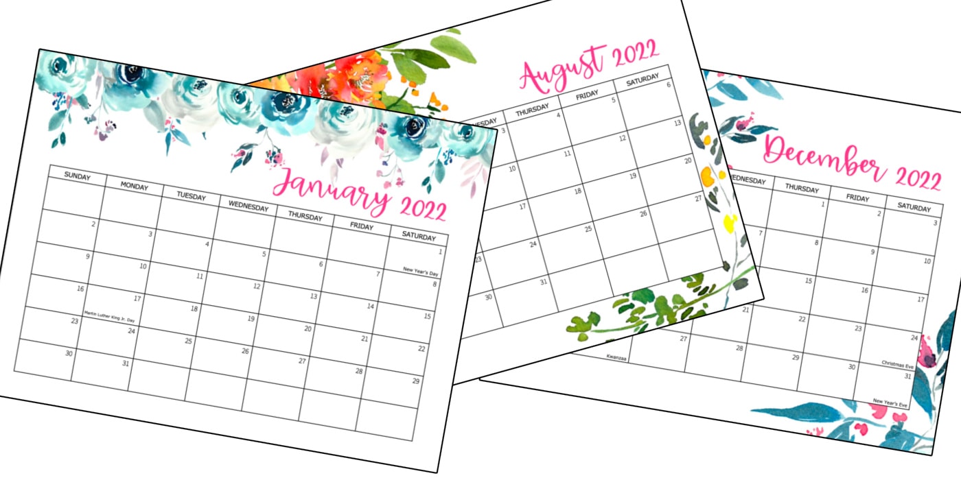 Free Printable 2022 Calendar