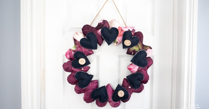 Fabric Heart Wreath for Valentine’s Day