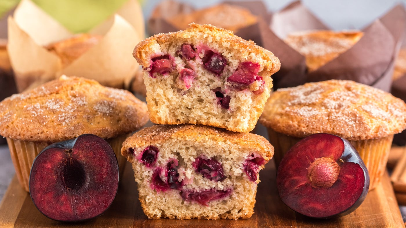 Sugar Crusted Plum Muffins