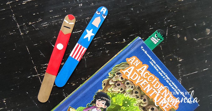 Avengers Bookmarks: superhero craft made from craft sticks