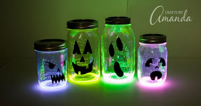 Glowing Jack O Lantern Jars