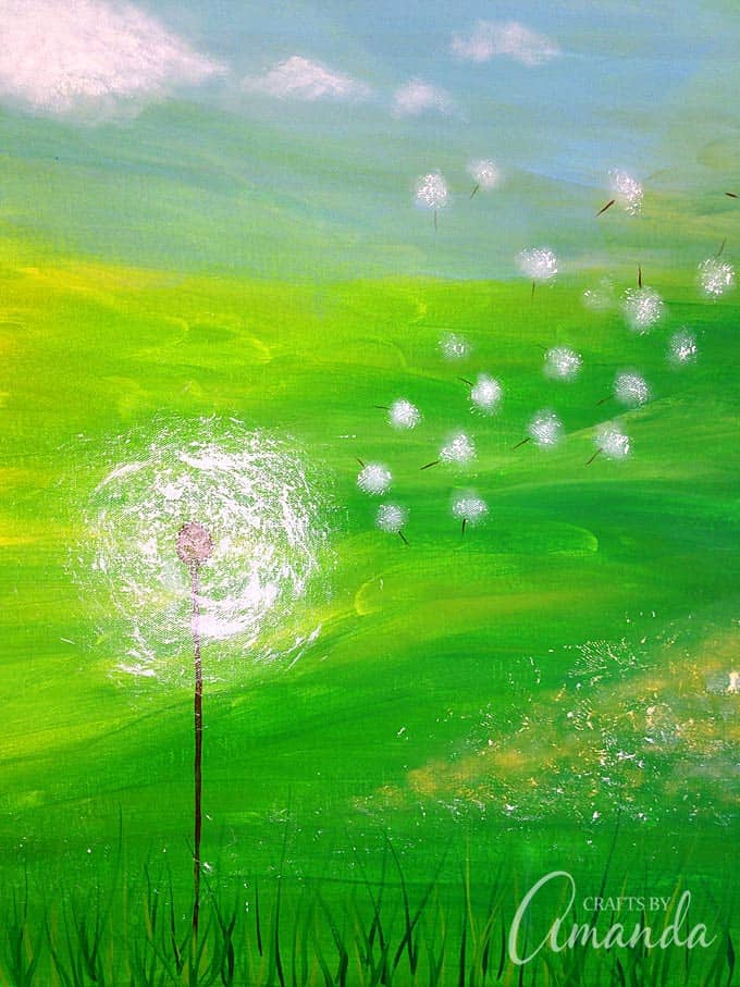 Dandelion Painting on Canvas