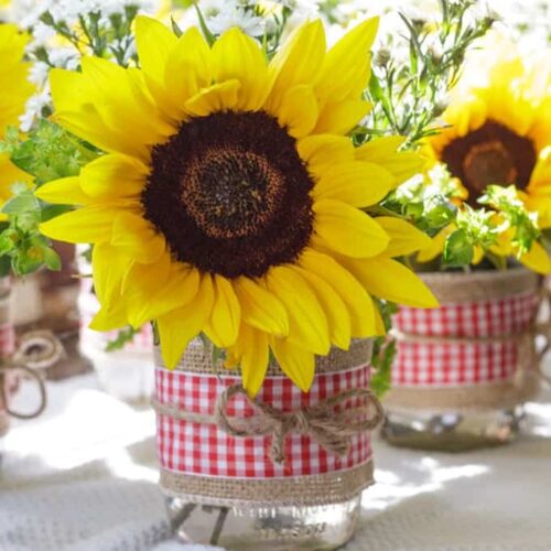 Sunflower Mason Jar Centerpieces