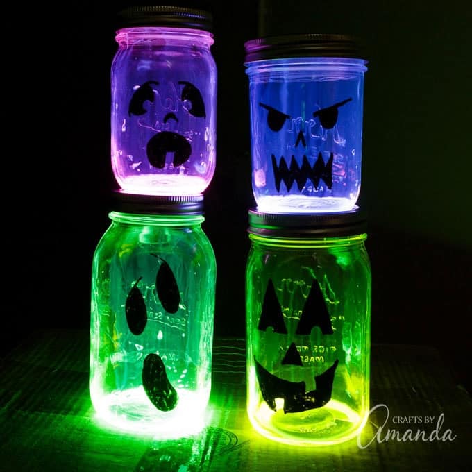 Glowing Jack O Lantern Jars