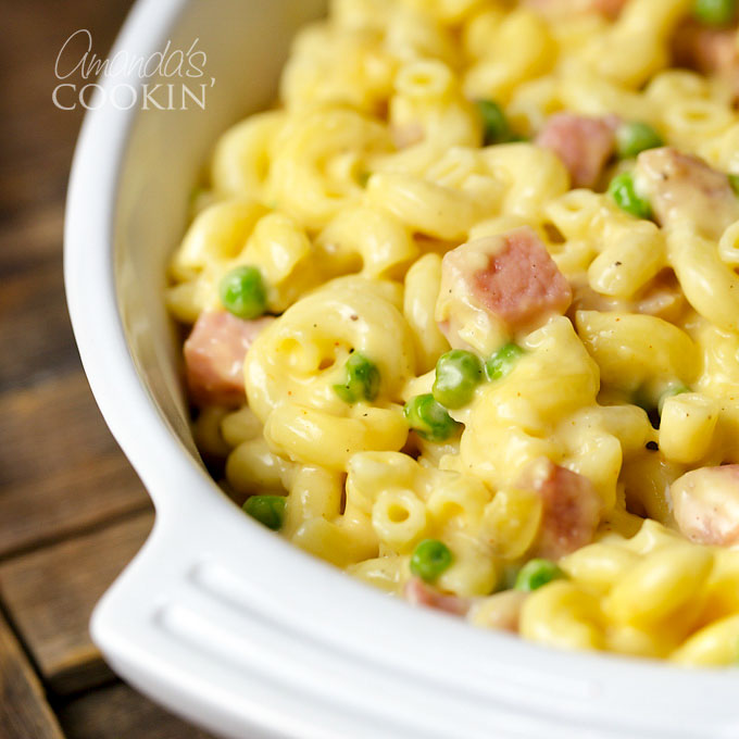 Macaroni & Cheese with Ham & Peas