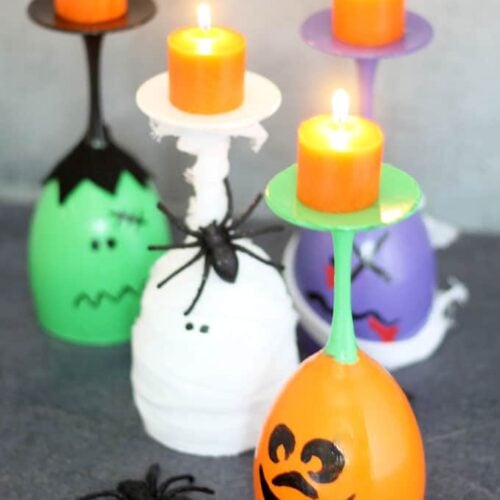 Halloween Wine Glass Candle Holders